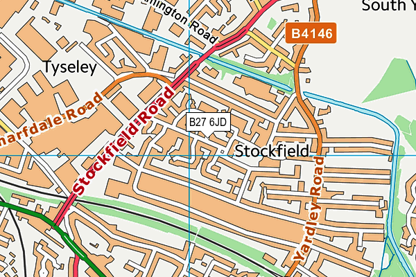 B27 6JD map - OS VectorMap District (Ordnance Survey)