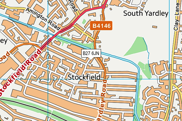 B27 6JN map - OS VectorMap District (Ordnance Survey)