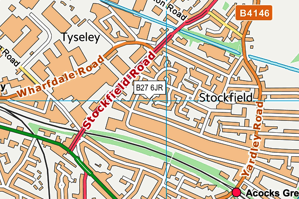 B27 6JR map - OS VectorMap District (Ordnance Survey)