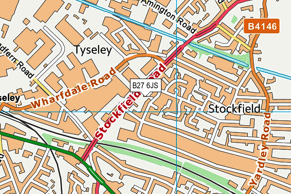 B27 6JS map - OS VectorMap District (Ordnance Survey)