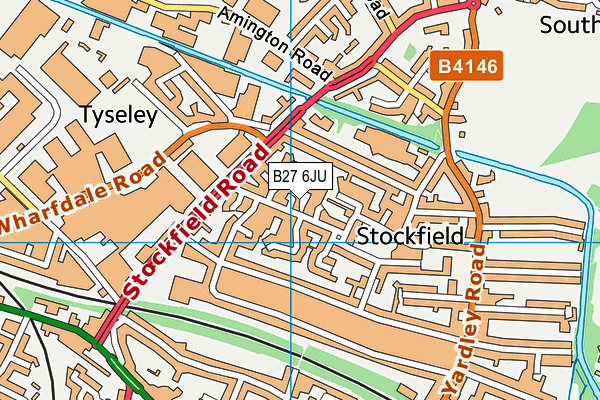 B27 6JU map - OS VectorMap District (Ordnance Survey)