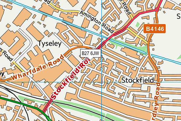 B27 6JW map - OS VectorMap District (Ordnance Survey)