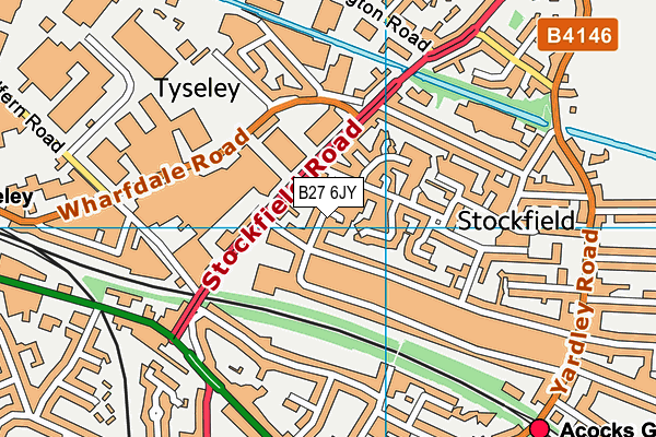 B27 6JY map - OS VectorMap District (Ordnance Survey)