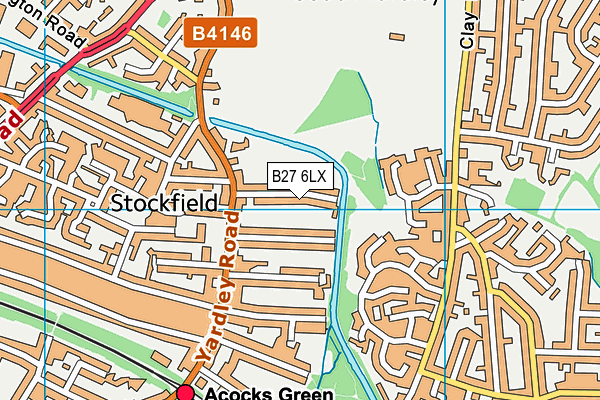 B27 6LX map - OS VectorMap District (Ordnance Survey)