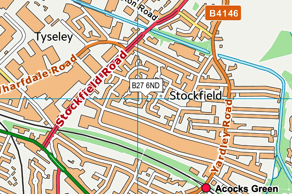 B27 6ND map - OS VectorMap District (Ordnance Survey)