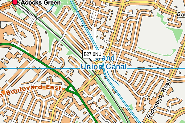 B27 6NU map - OS VectorMap District (Ordnance Survey)