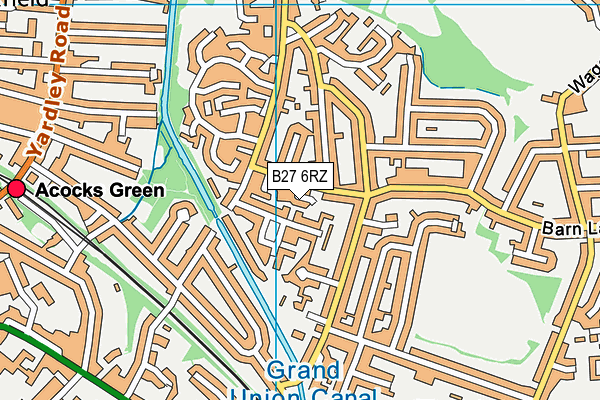 B27 6RZ map - OS VectorMap District (Ordnance Survey)