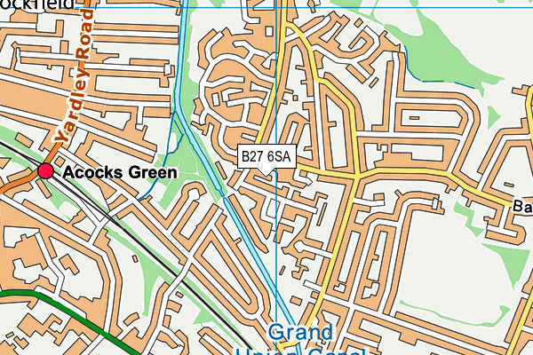 B27 6SA map - OS VectorMap District (Ordnance Survey)