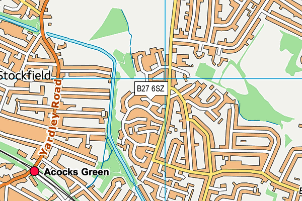 B27 6SZ map - OS VectorMap District (Ordnance Survey)