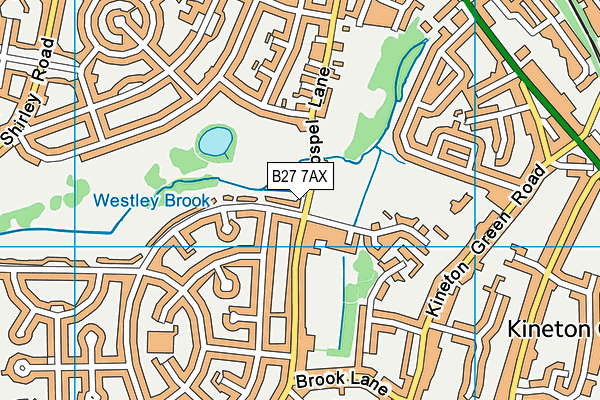 B27 7AX map - OS VectorMap District (Ordnance Survey)