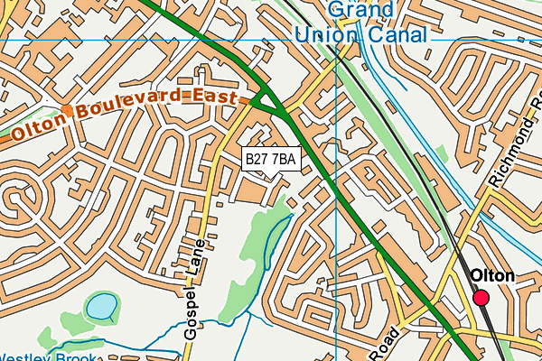 B27 7BA map - OS VectorMap District (Ordnance Survey)