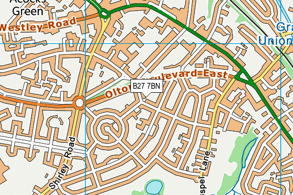 B27 7BN map - OS VectorMap District (Ordnance Survey)