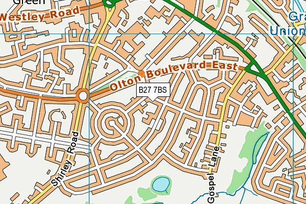 B27 7BS map - OS VectorMap District (Ordnance Survey)