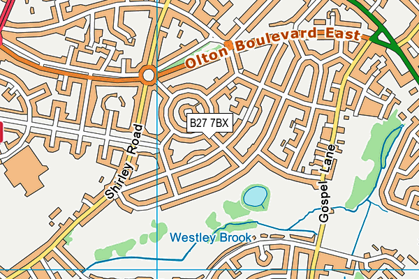 B27 7BX map - OS VectorMap District (Ordnance Survey)