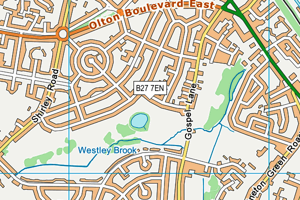 B27 7EN map - OS VectorMap District (Ordnance Survey)