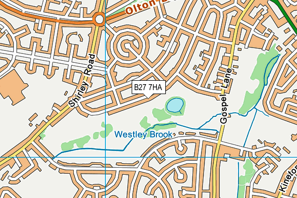 B27 7HA map - OS VectorMap District (Ordnance Survey)