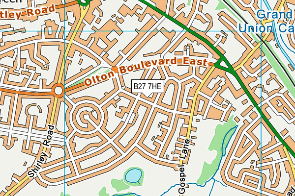 B27 7HE map - OS VectorMap District (Ordnance Survey)