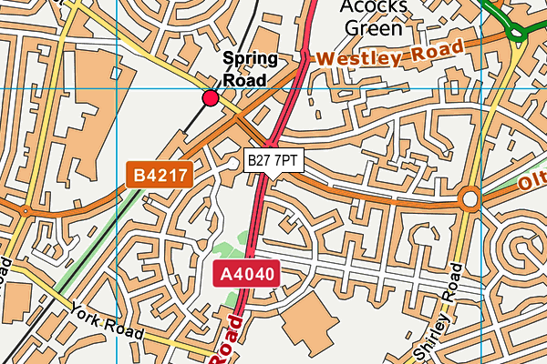 B27 7PT map - OS VectorMap District (Ordnance Survey)