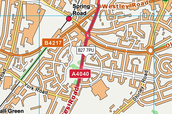 B27 7PU map - OS VectorMap District (Ordnance Survey)