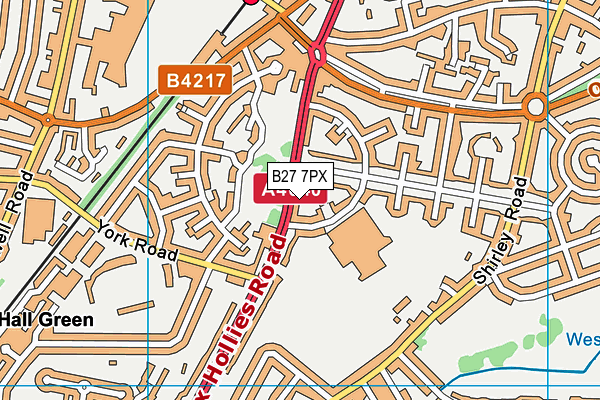 B27 7PX map - OS VectorMap District (Ordnance Survey)