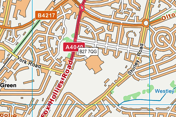 Ninestiles School An Academy map (B27 7QG) - OS VectorMap District (Ordnance Survey)