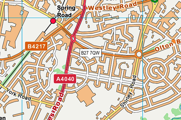 B27 7QW map - OS VectorMap District (Ordnance Survey)