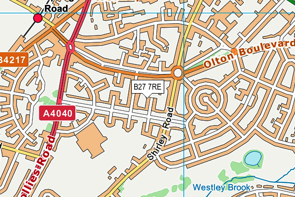 B27 7RE map - OS VectorMap District (Ordnance Survey)