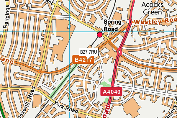 B27 7RU map - OS VectorMap District (Ordnance Survey)