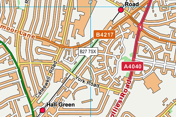B27 7SX map - OS VectorMap District (Ordnance Survey)