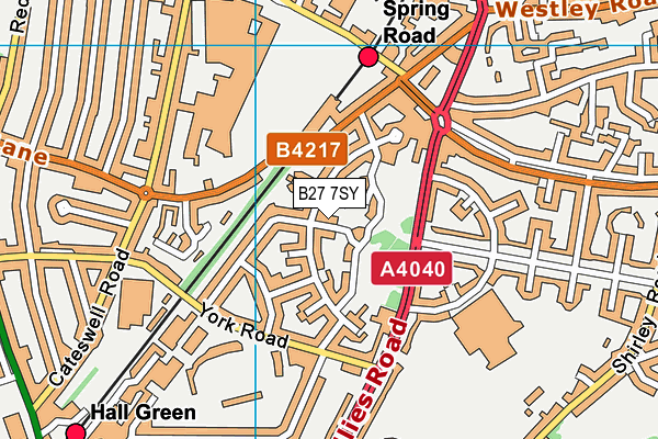 B27 7SY map - OS VectorMap District (Ordnance Survey)