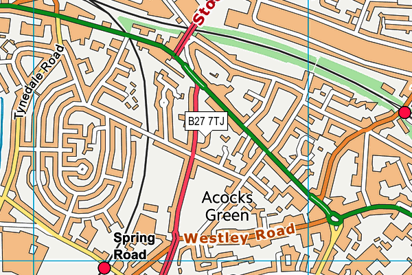 B27 7TJ map - OS VectorMap District (Ordnance Survey)