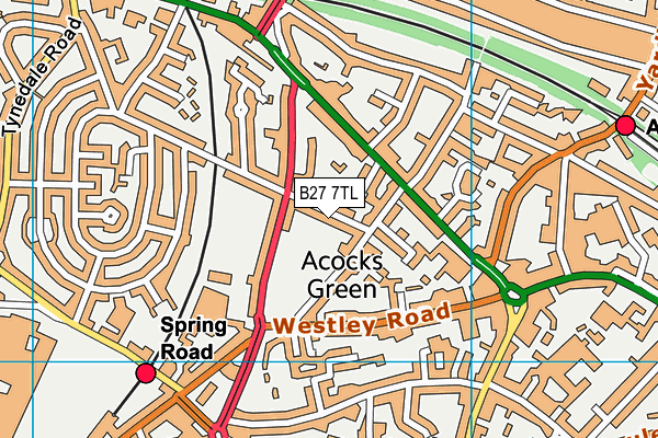 B27 7TL map - OS VectorMap District (Ordnance Survey)