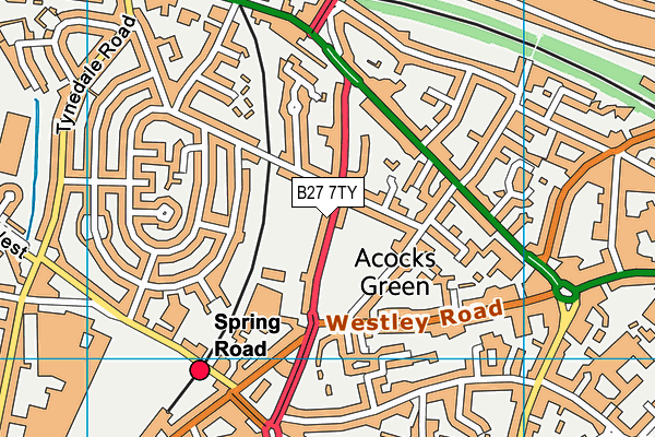 B27 7TY map - OS VectorMap District (Ordnance Survey)