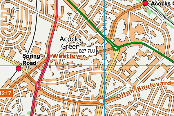 B27 7UJ map - OS VectorMap District (Ordnance Survey)