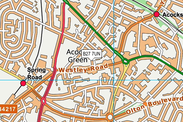 B27 7UN map - OS VectorMap District (Ordnance Survey)