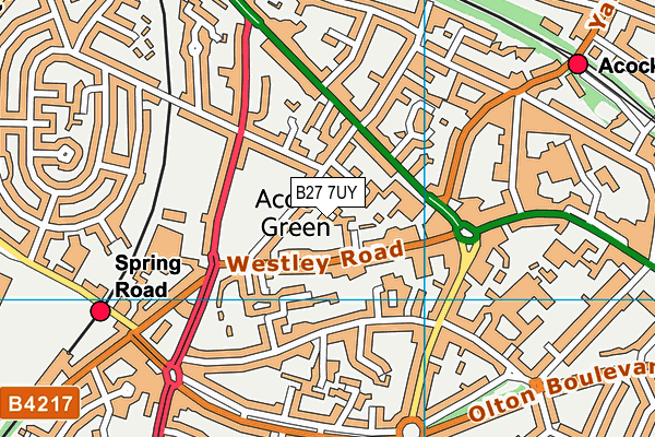 B27 7UY map - OS VectorMap District (Ordnance Survey)