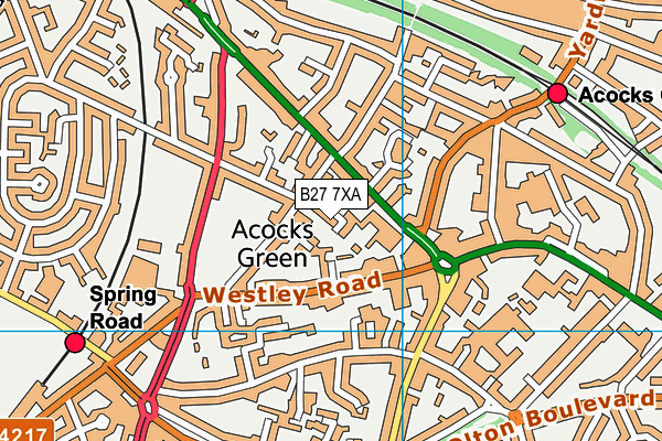 B27 7XA map - OS VectorMap District (Ordnance Survey)