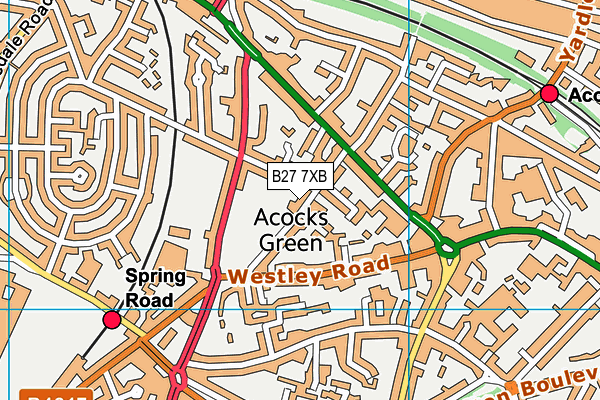 B27 7XB map - OS VectorMap District (Ordnance Survey)