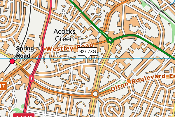 B27 7XG map - OS VectorMap District (Ordnance Survey)