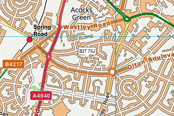 B27 7XJ map - OS VectorMap District (Ordnance Survey)