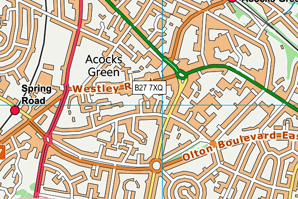 B27 7XQ map - OS VectorMap District (Ordnance Survey)