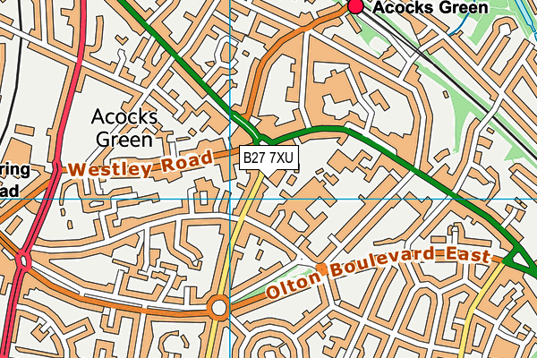 B27 7XU map - OS VectorMap District (Ordnance Survey)