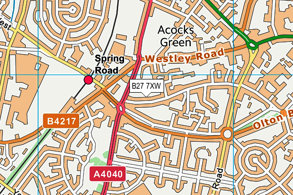 B27 7XW map - OS VectorMap District (Ordnance Survey)