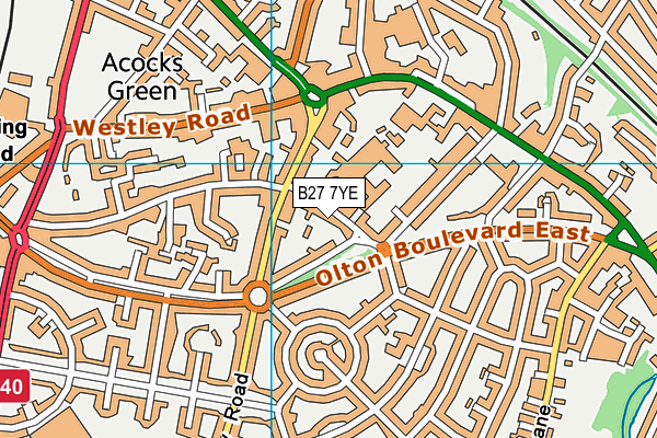 B27 7YE map - OS VectorMap District (Ordnance Survey)