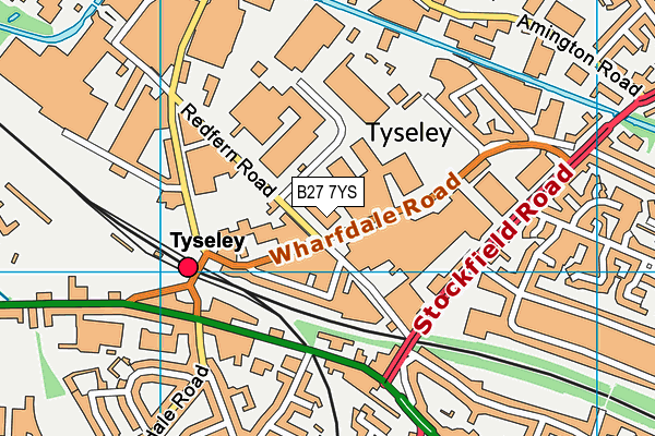 B27 7YS map - OS VectorMap District (Ordnance Survey)