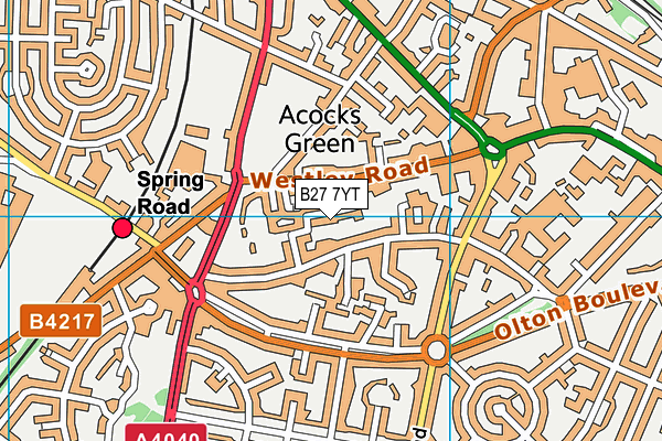 B27 7YT map - OS VectorMap District (Ordnance Survey)