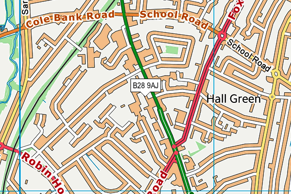 Hall Green Junior School map (B28 9AJ) - OS VectorMap District (Ordnance Survey)