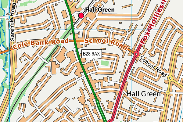 B28 9AX map - OS VectorMap District (Ordnance Survey)