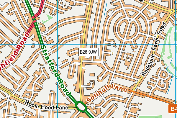 B28 9JW map - OS VectorMap District (Ordnance Survey)