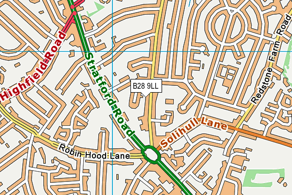 B28 9LL map - OS VectorMap District (Ordnance Survey)